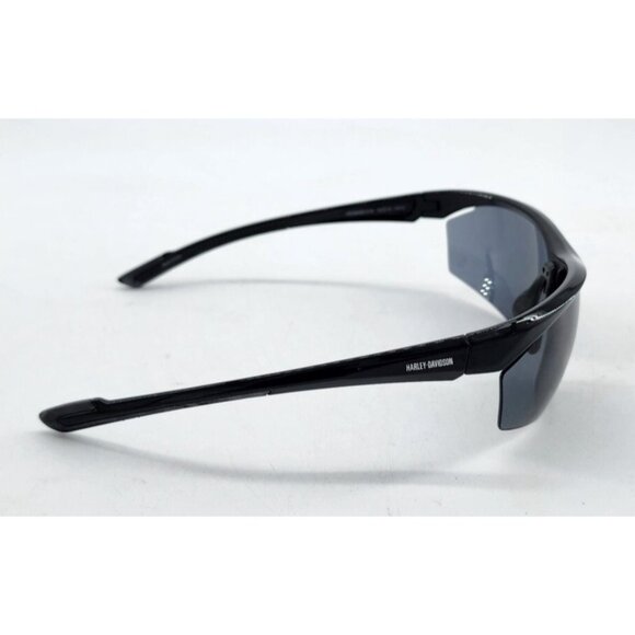 Harley-Davidson Men's Semi-Rimless Sunglasses Shiny Black Frame & Smoke Lens - Picture 9 of 14